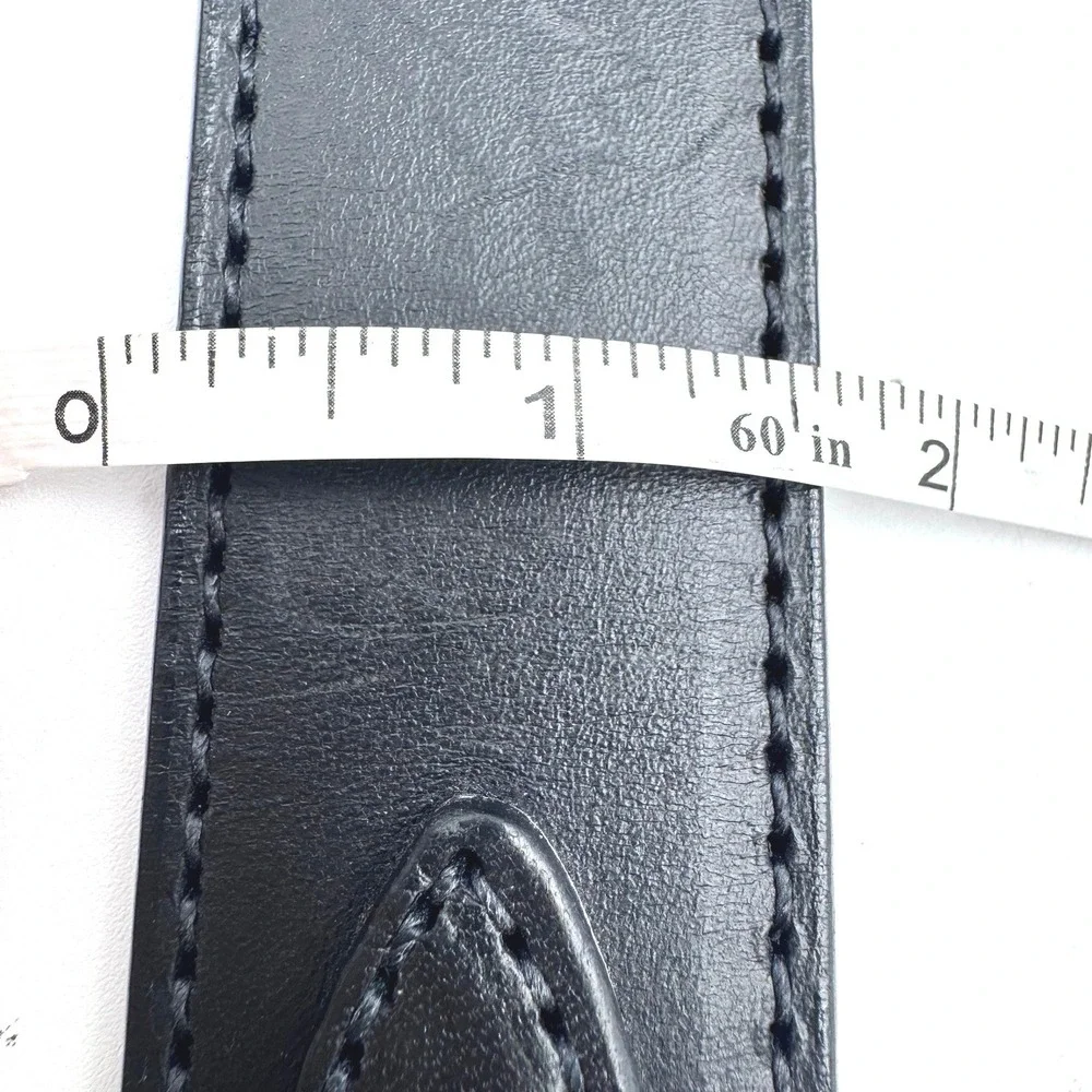 HANKS BELTS Men's 42 Black Genuine Leather 100 Year Ranger Belt Silver Buckle